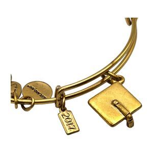 Alex and Ani Bracelet Graduation Cap Charm 2017 Gold Tone Bangle Vintage SKU2188